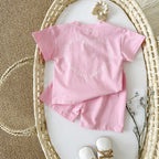 Heart Print Short Sleeve Suit